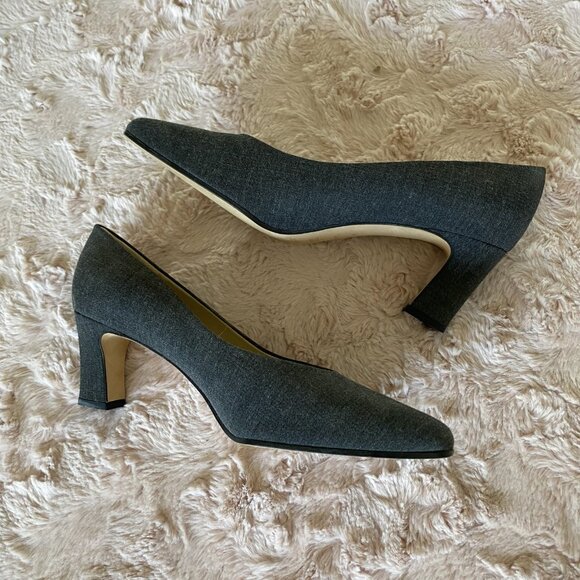 Etienne Aigner Women's 9.5M Taylor Gray Fabric Pumps Block Heels - Picture 6 of 16